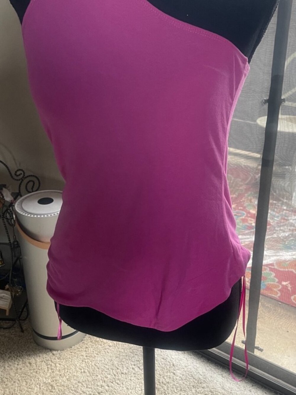 Aliette Pink One Shoulder Ruched Side Top Size XL - Picture 2 of 6